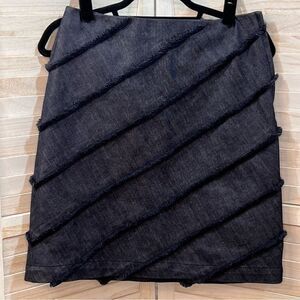 Worth Denim Fringe Pencil Mini Skirt 6